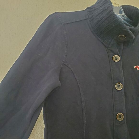 Jacket with Sweater Collar Hollister Logo Womans Adult Medium Button up Ladies - Picture 6 of 16